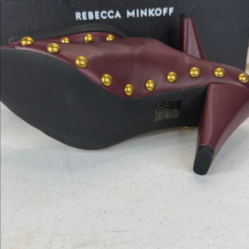 Rebecca Minkoff Milan Studded Mule Color Port/ Burgundy Sz‎ 7.5